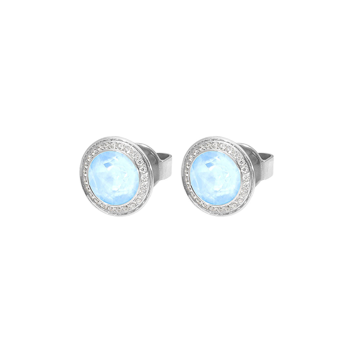 Tondo Deluxe Ohrstecker 9 mm - Silber crystal sky ignite