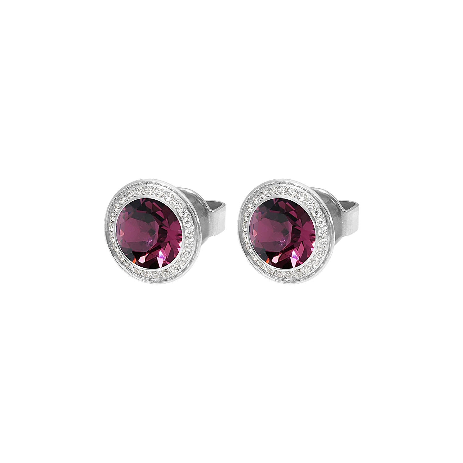 Tondo Deluxe Ohrstecker 9mm - Silber amethyst