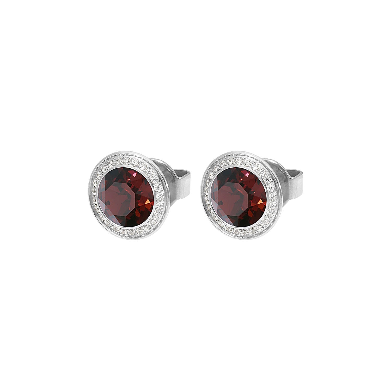 Tondo Deluxe Ohrstecker 9mm - Silber Burgundy