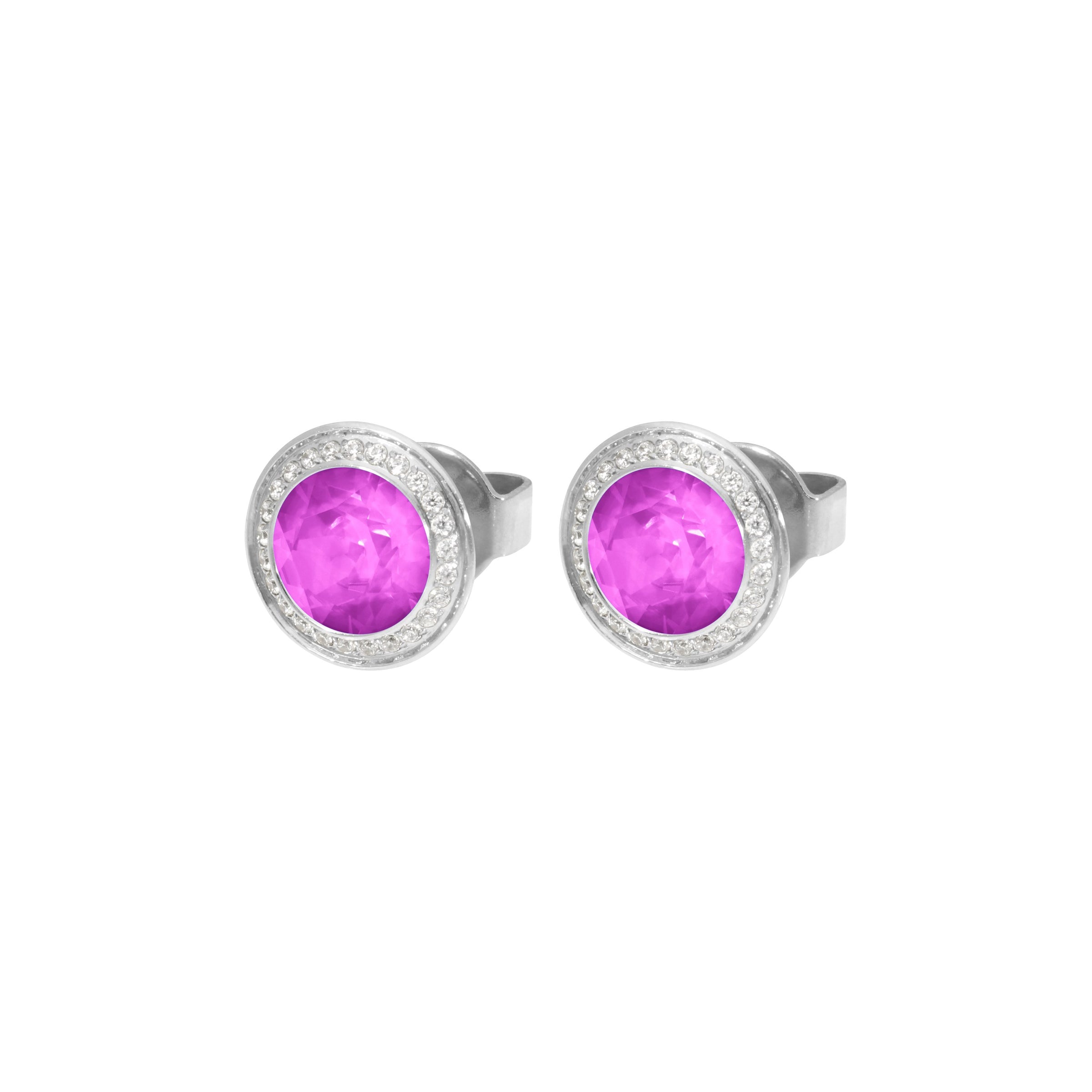 Tondo Deluxe Ohrstecker 9 mm - Silber Crystal Electric Violet Ignite