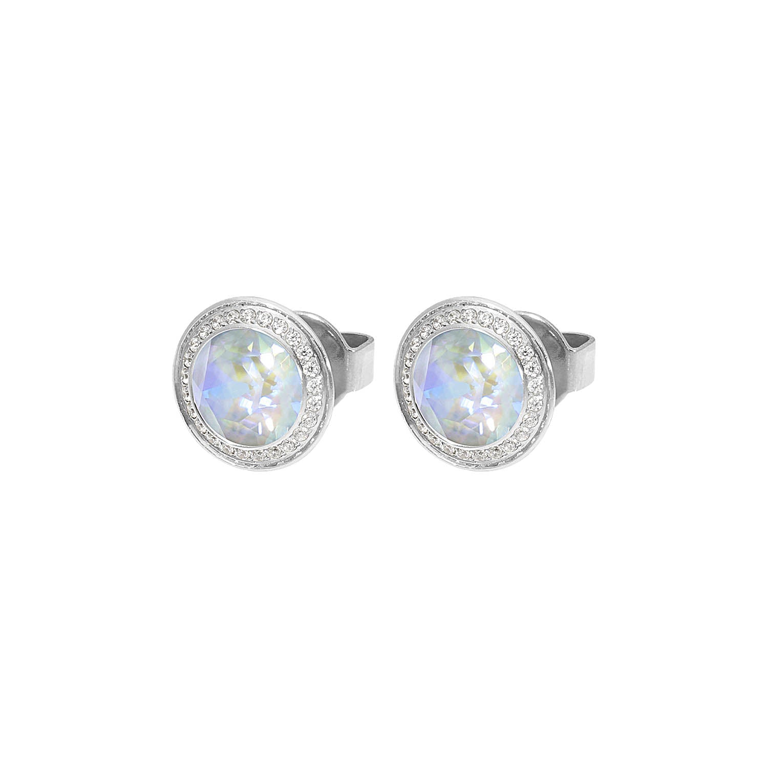 Tondo Deluxe Ohrstecker 9 mm - Silber Crystal Serene Gray Delite