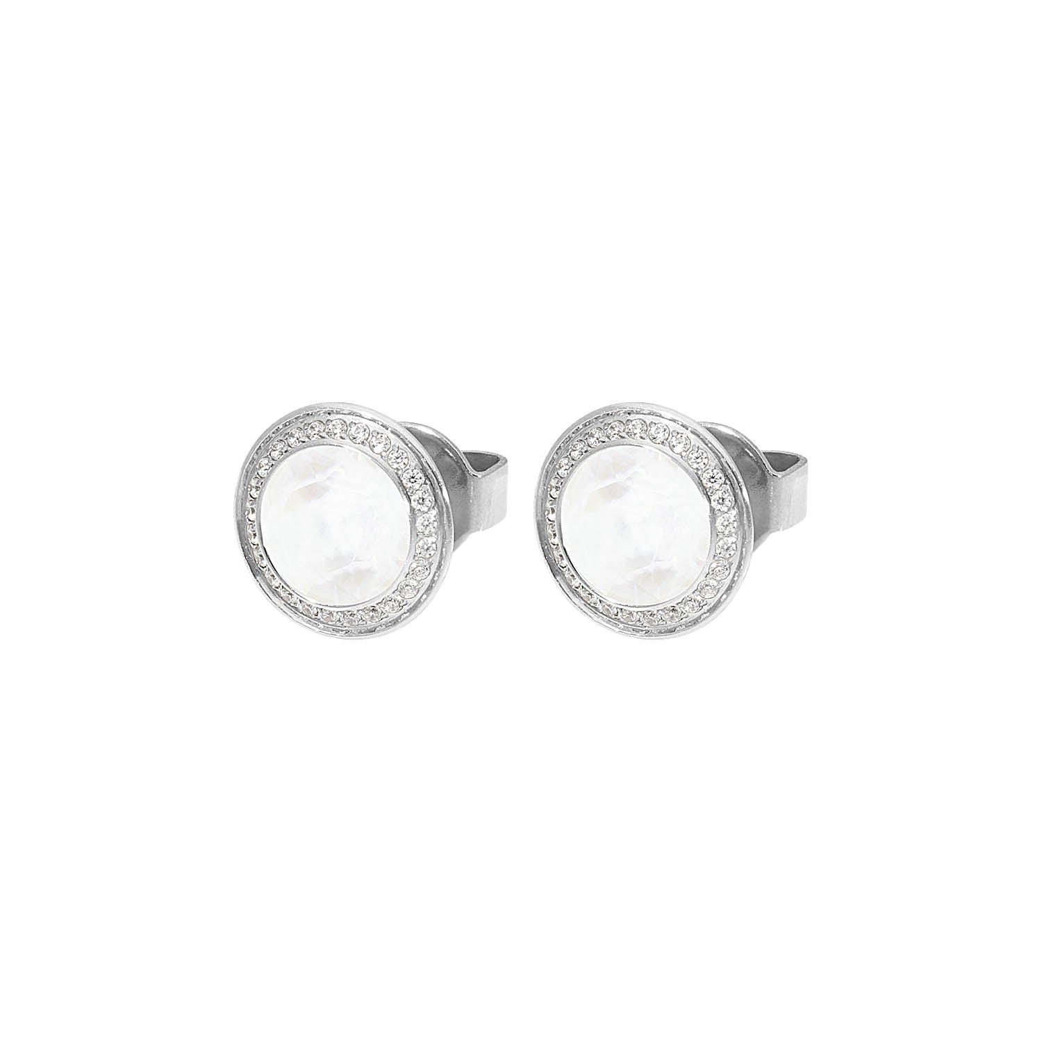 Tondo Deluxe Ohrstecker 9 mm - Silber crystal electric white ignite