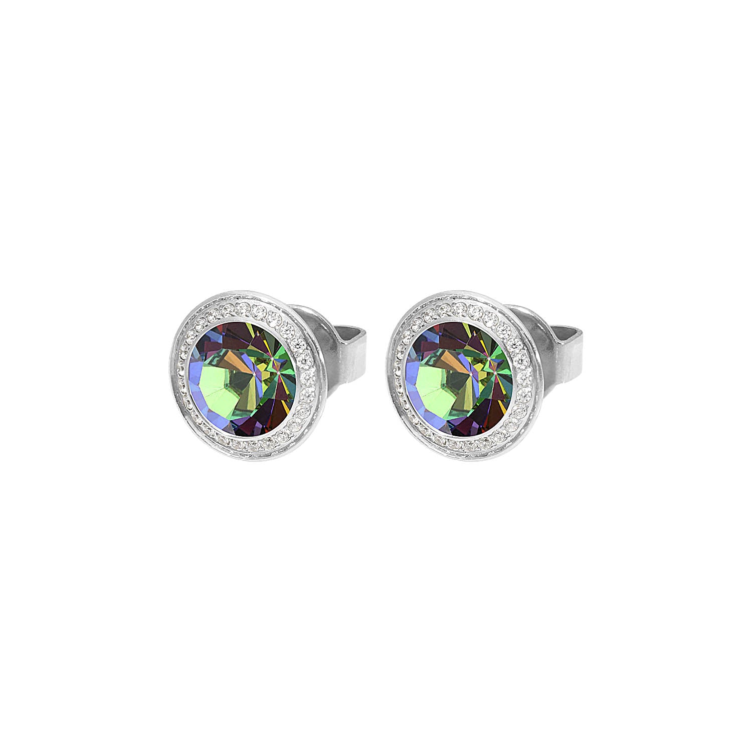 Tondo Deluxe Ohrstecker 9 mm - Silber Crystal Vitrail Medium