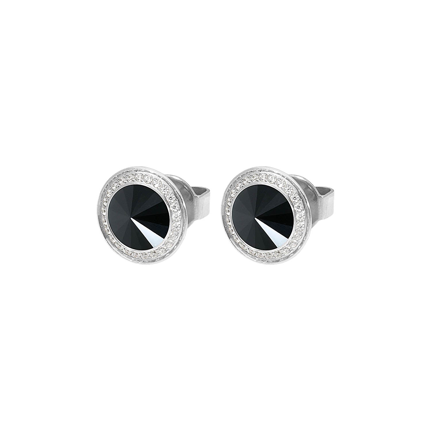 Tondo Deluxe Ohrstecker 9mm - Silber jet hematite