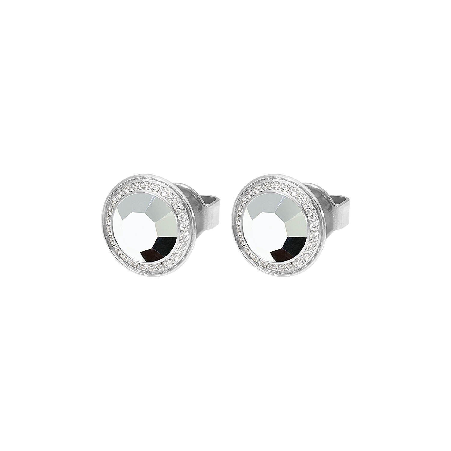 Tondo Deluxe Ohrstecker 9mm - Silber crystal labrador