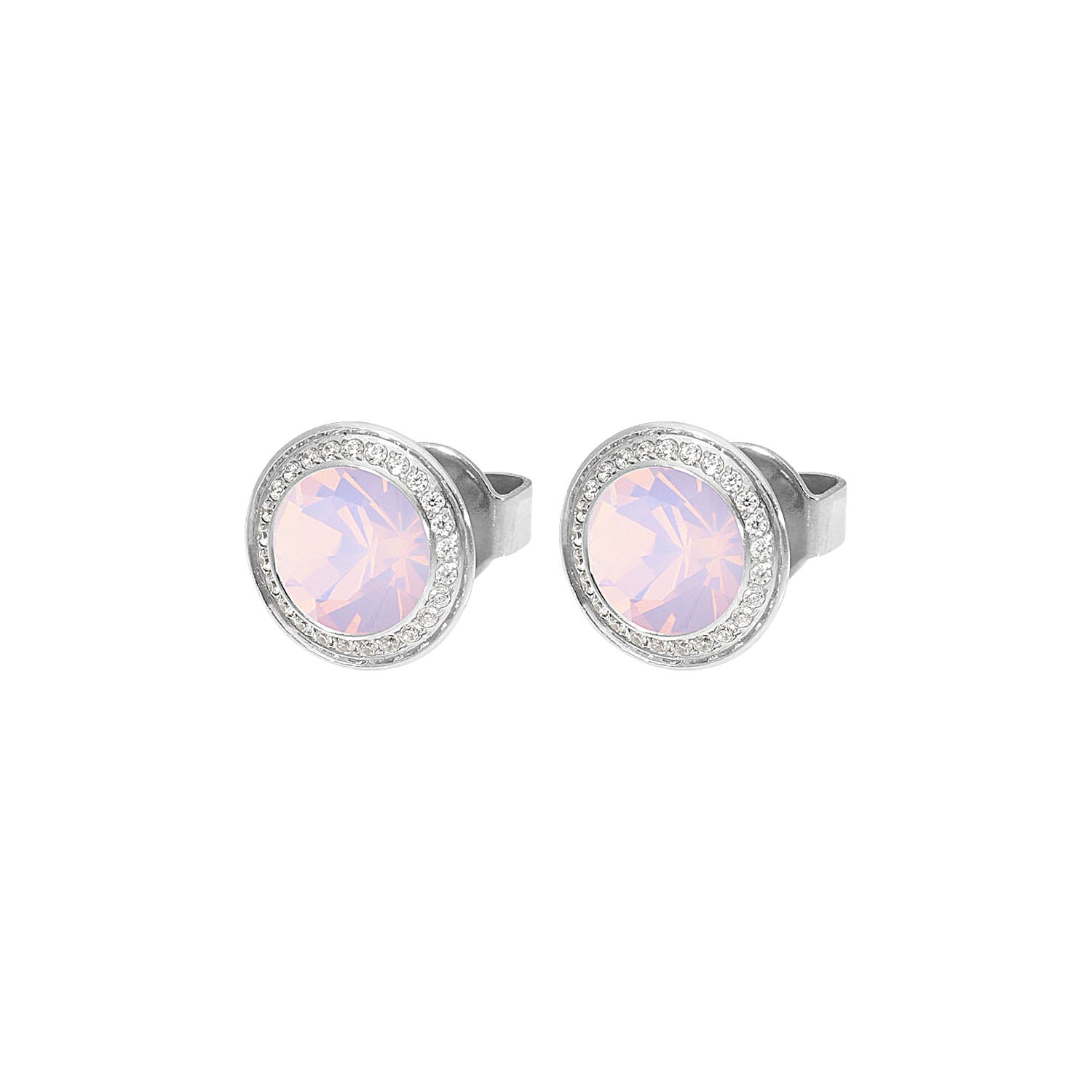 Tondo Deluxe Ohrstecker 9mm - Silber rose opal