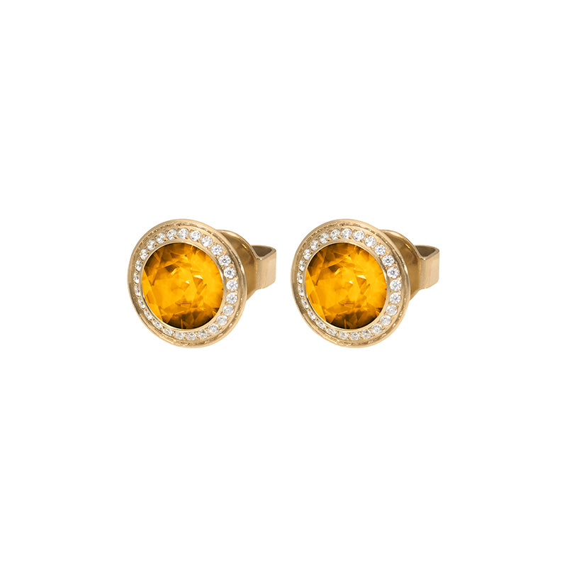 Tondo Deluxe Ohrstecker 9 mm - Gold Topaz