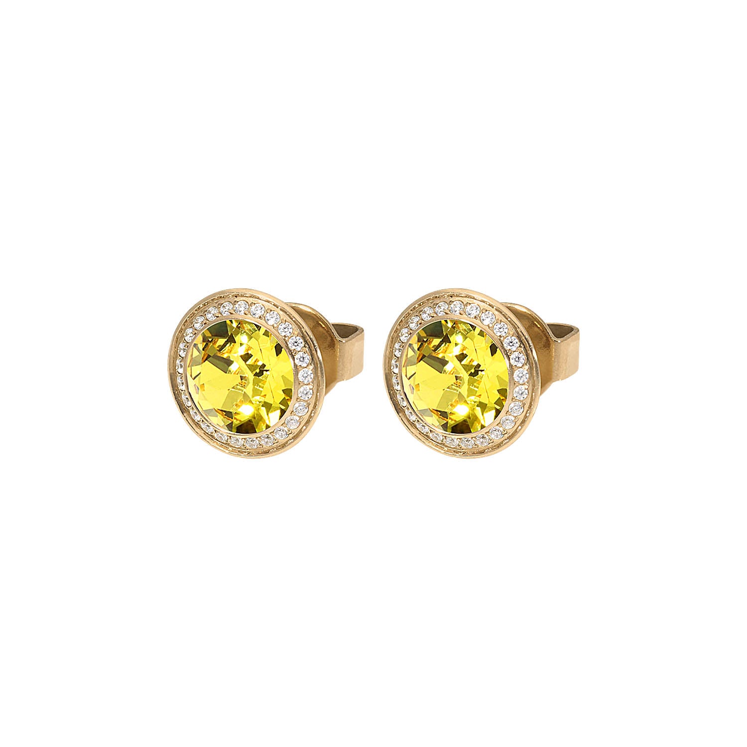 Tondo Deluxe Ohrstecker 9mm - Gold light topaz