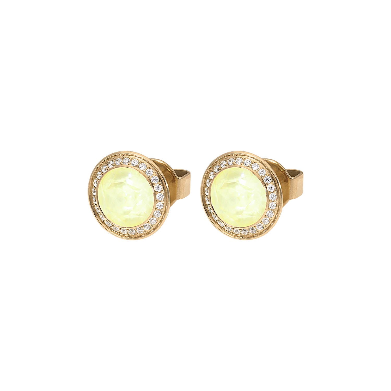 Tondo Deluxe Ohrstecker 9 mm - Gold crystal soft yellow ignite