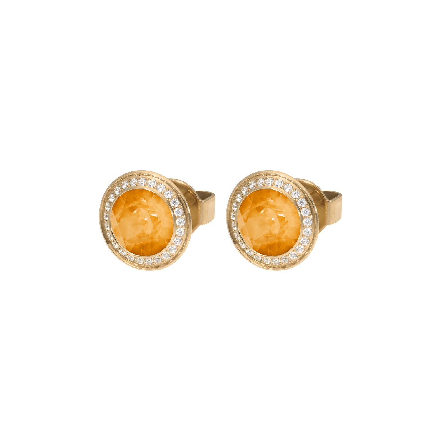 Tondo Deluxe Ohrstecker 9mm - Gold Crystal Mango Ignite