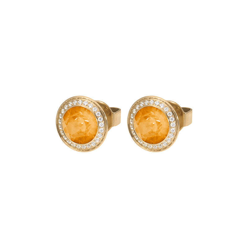Tondo Deluxe Ohrstecker 9mm - Gold Crystal Mango Ignite