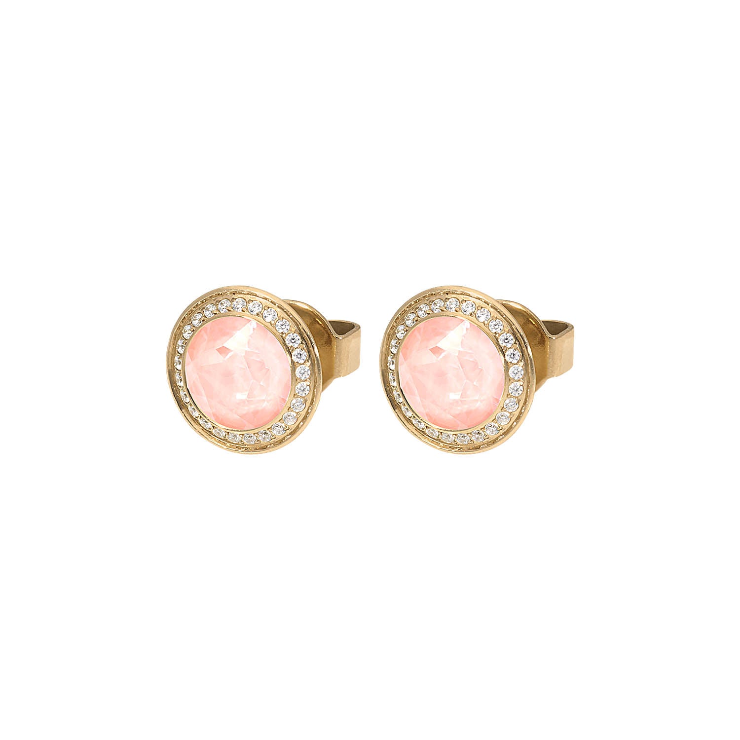 Tondo Deluxe Ohrstecker 9 mm - Gold Crystal Flamingo Ignite