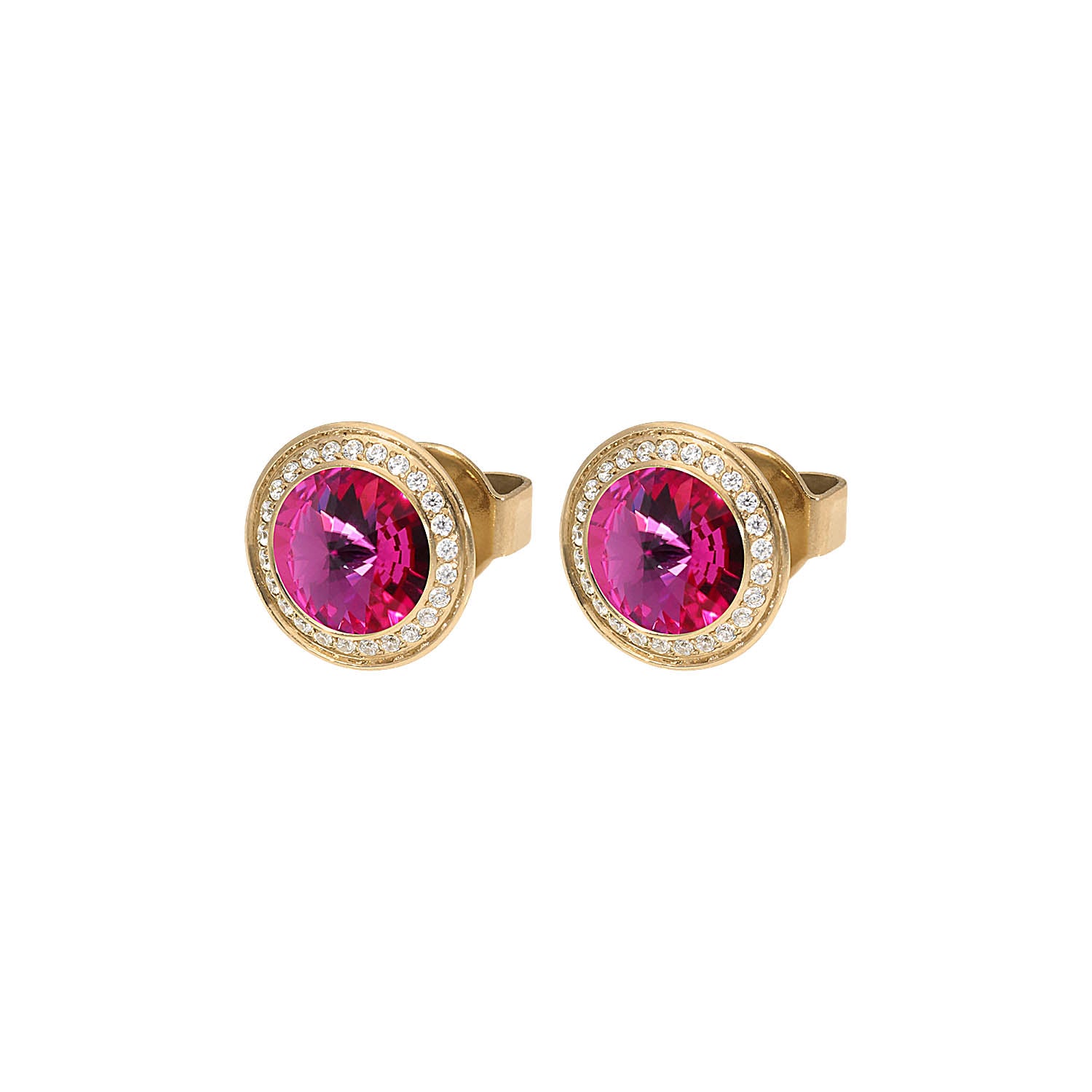 Tondo Deluxe Ohrstecker 9mm - Gold fuchsia