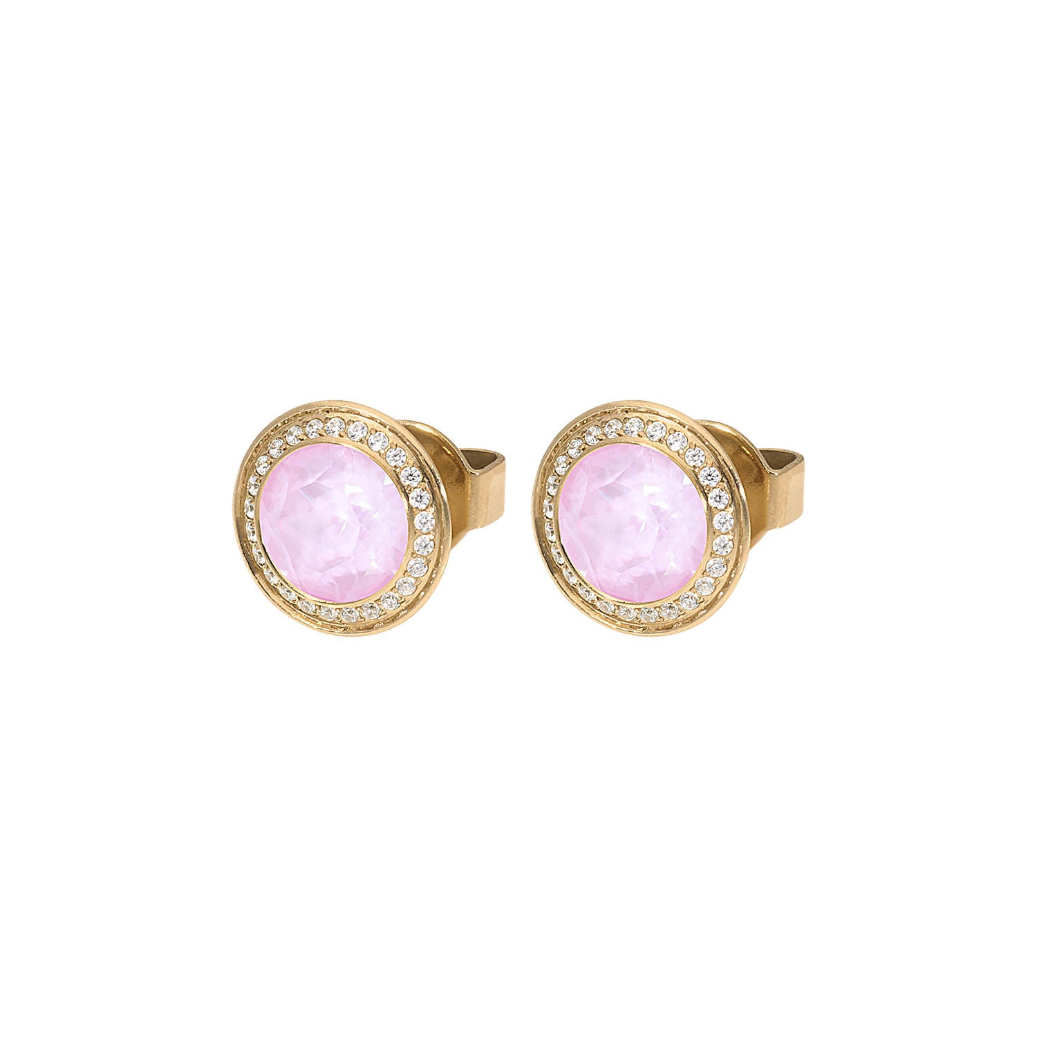 Tondo Deluxe Ohrstecker 9 mm - Gold crystal soft rose ignite