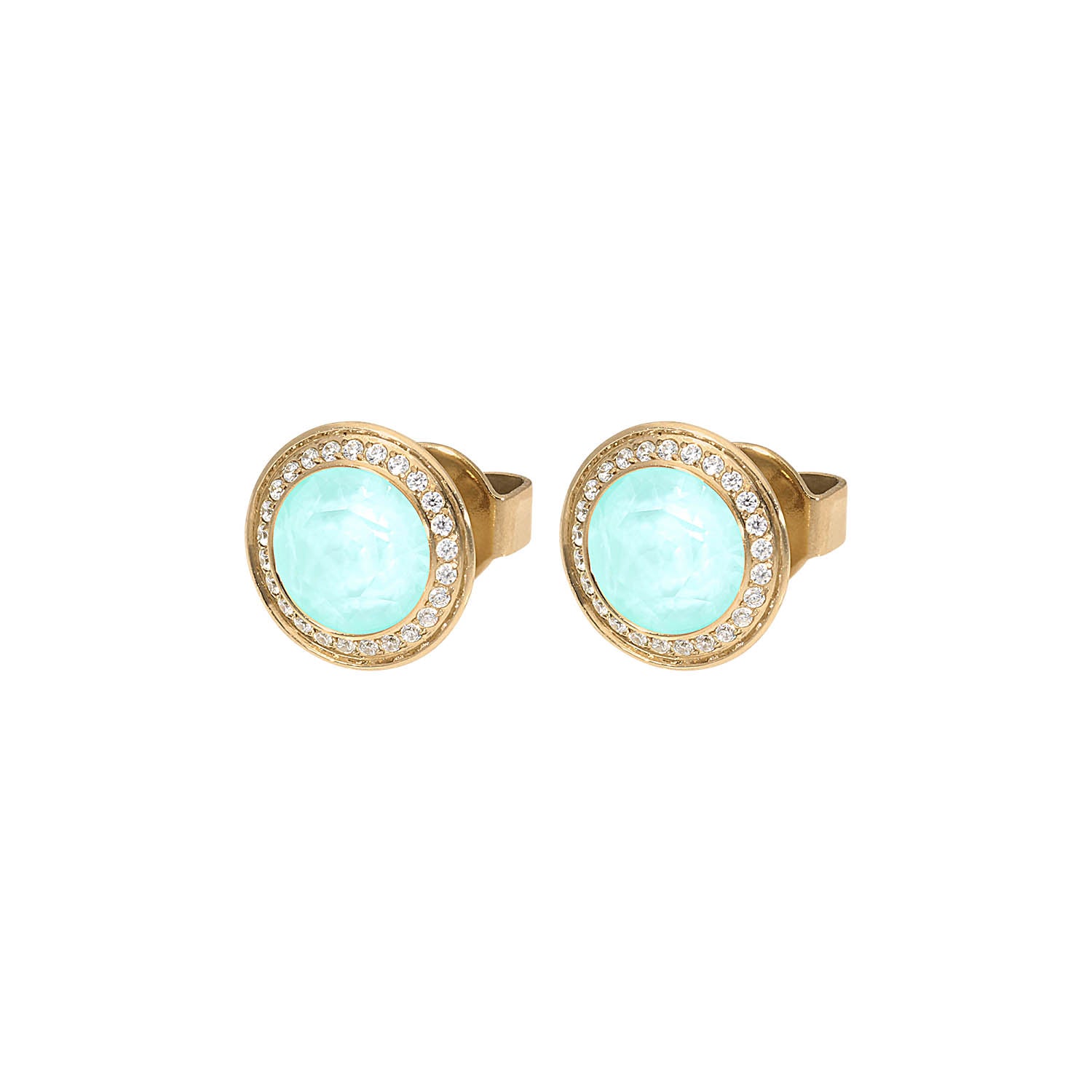 Tondo Deluxe Ohrstecker 9 mm - Gold crystal soft mint ignite