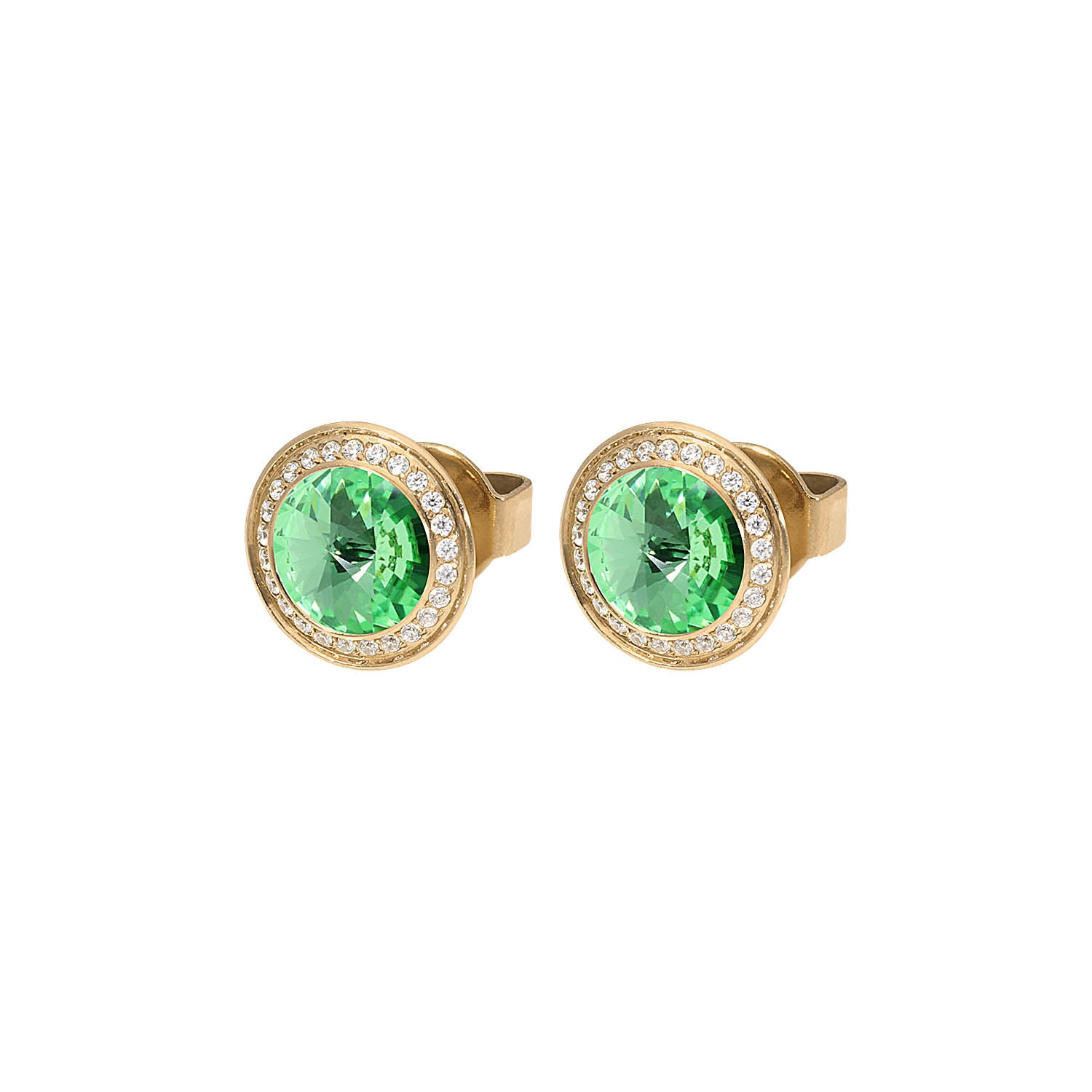 Tondo Deluxe Ohrstecker 9mm - Gold peridot
