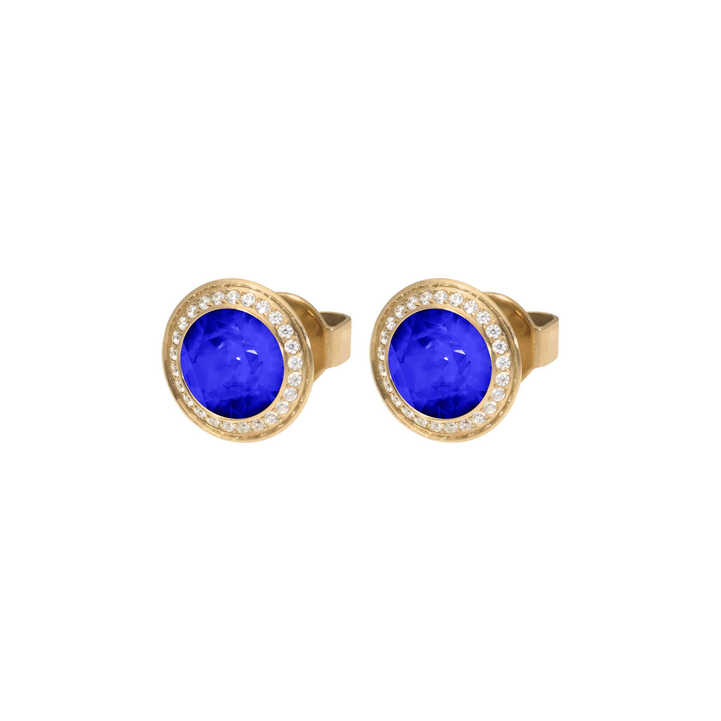 Tondo Deluxe Ohrstecker 9 mm - Gold ReCreated Dark Sapphire