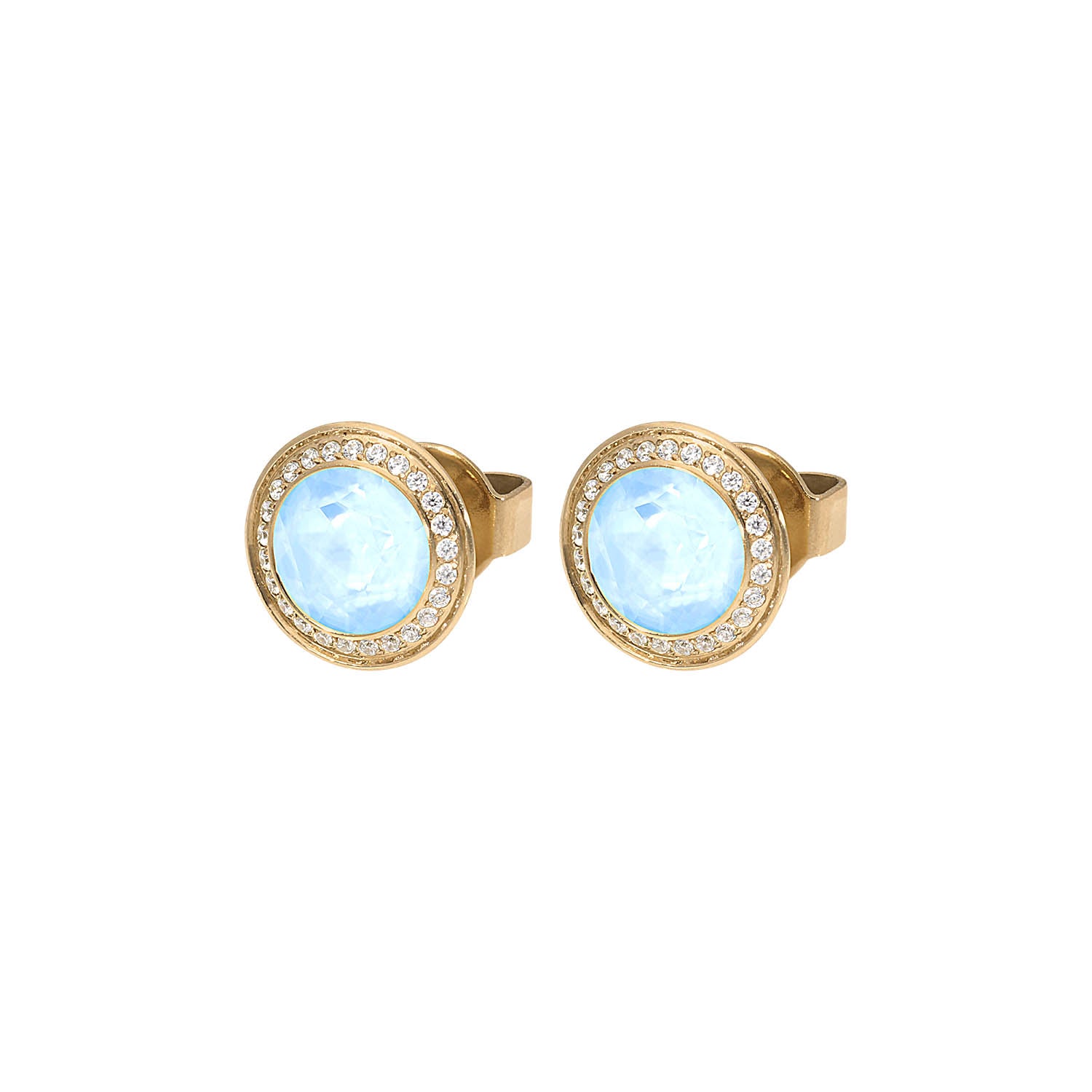Tondo Deluxe Ohrstecker 9mm - Gold crystal sky ignite