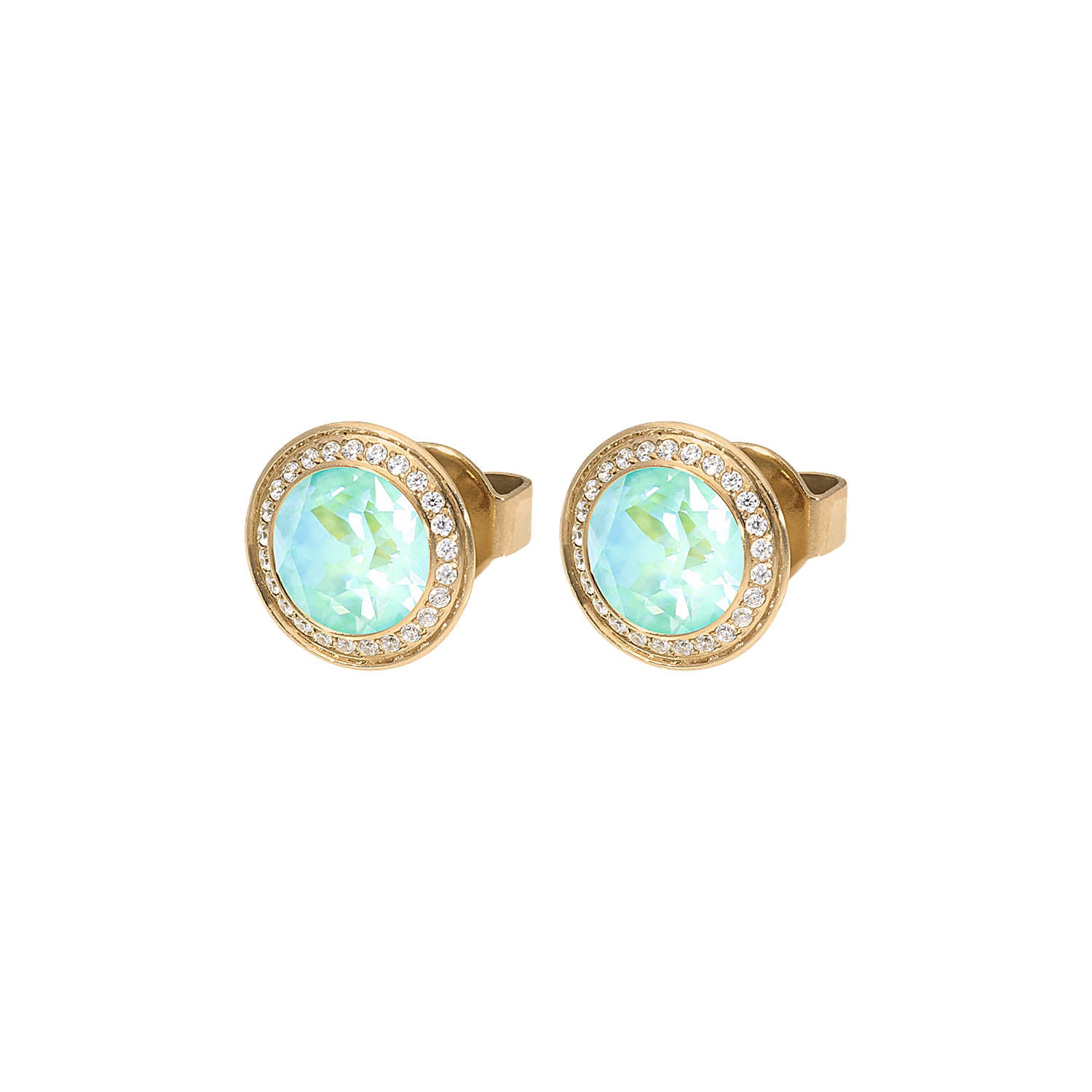 Tondo Deluxe Ohrstecker 9mm - Gold silky sage delite