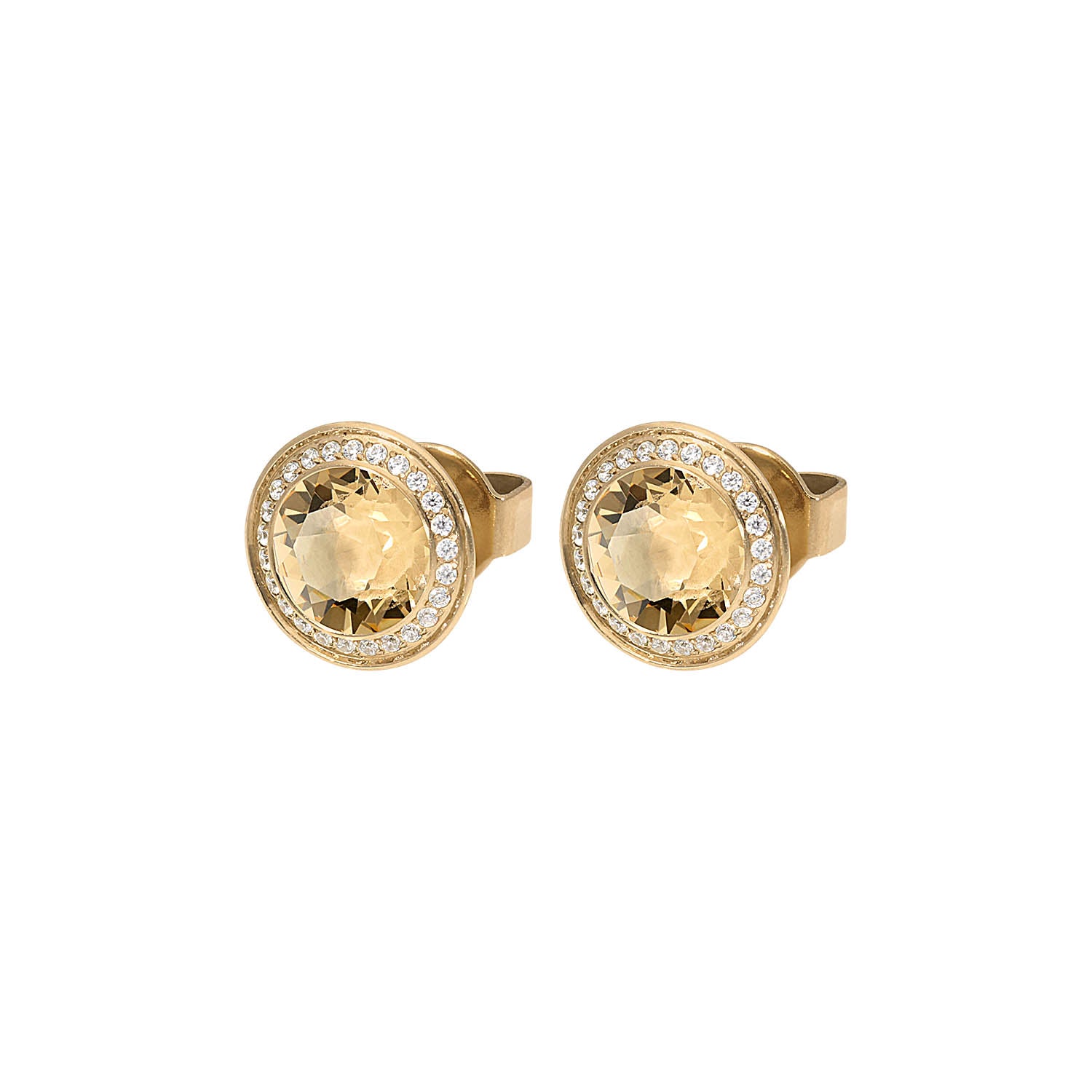Tondo Deluxe Ohrstecker 9mm - Gold light colorado topaz ignite