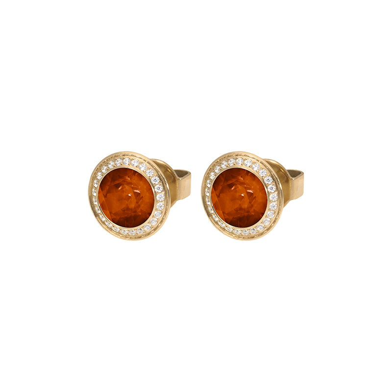 Tondo Deluxe Ohrstecker 9 mm - Gold Smoked Topaz