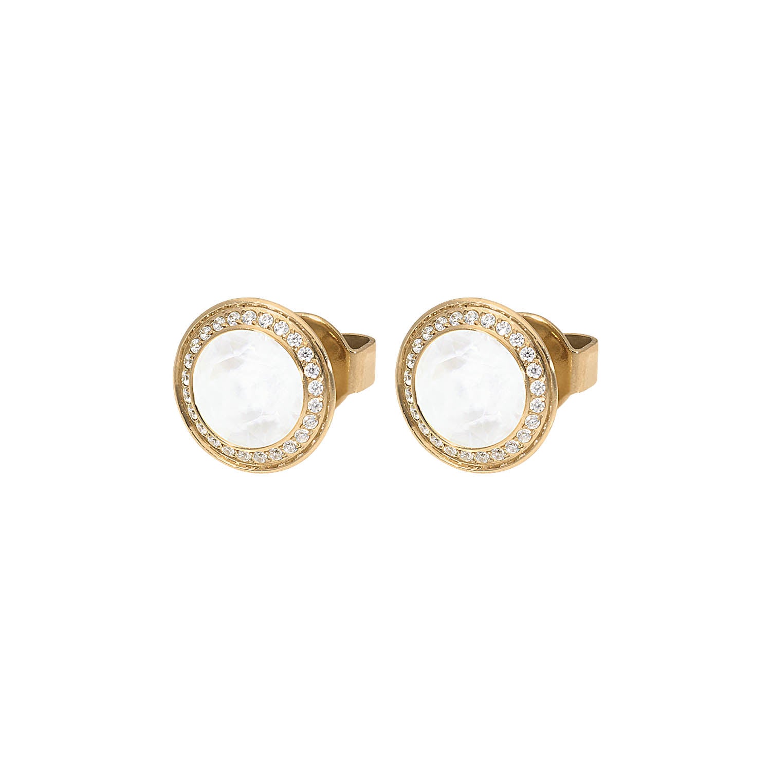Tondo Deluxe Ohrstecker 9 mm - Gold crystal electric white ignite