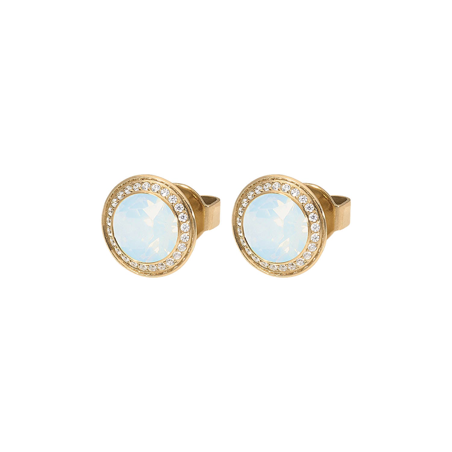 Tondo Deluxe Ohrstecker 9mm - Gold white opal
