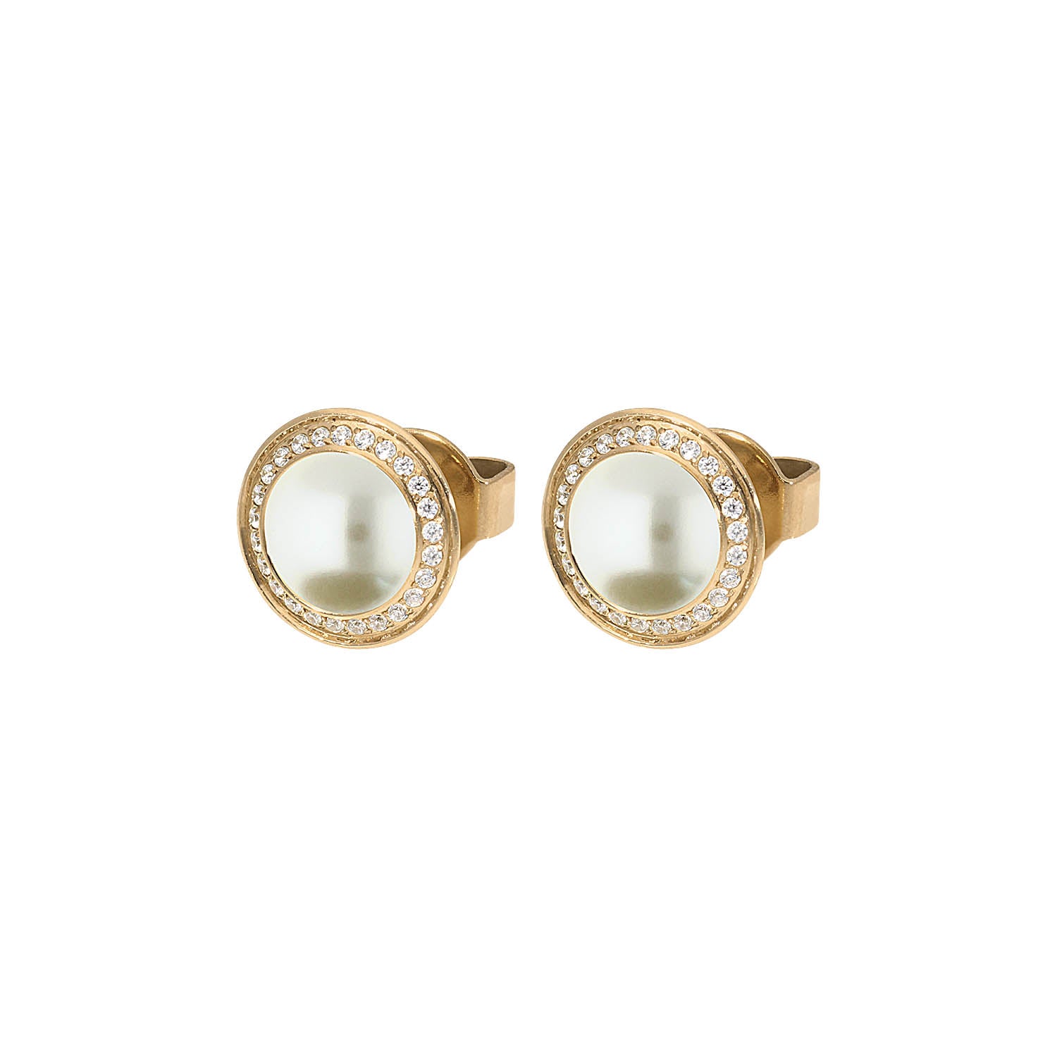 Tondo Deluxe Ohrstecker 9mm - Gold cream pearl