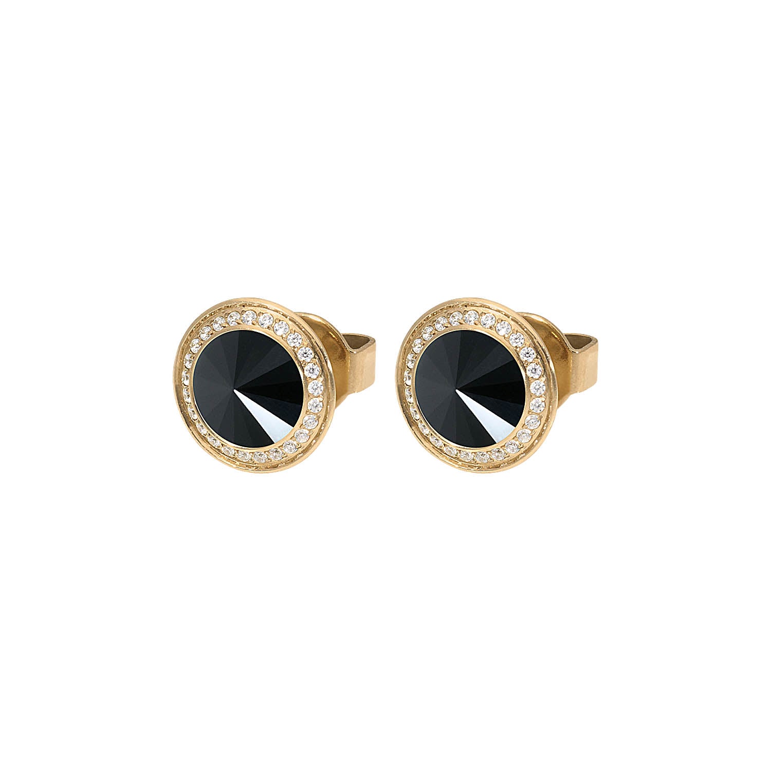 Tondo Deluxe Ohrstecker 9mm - Gold jet hematite