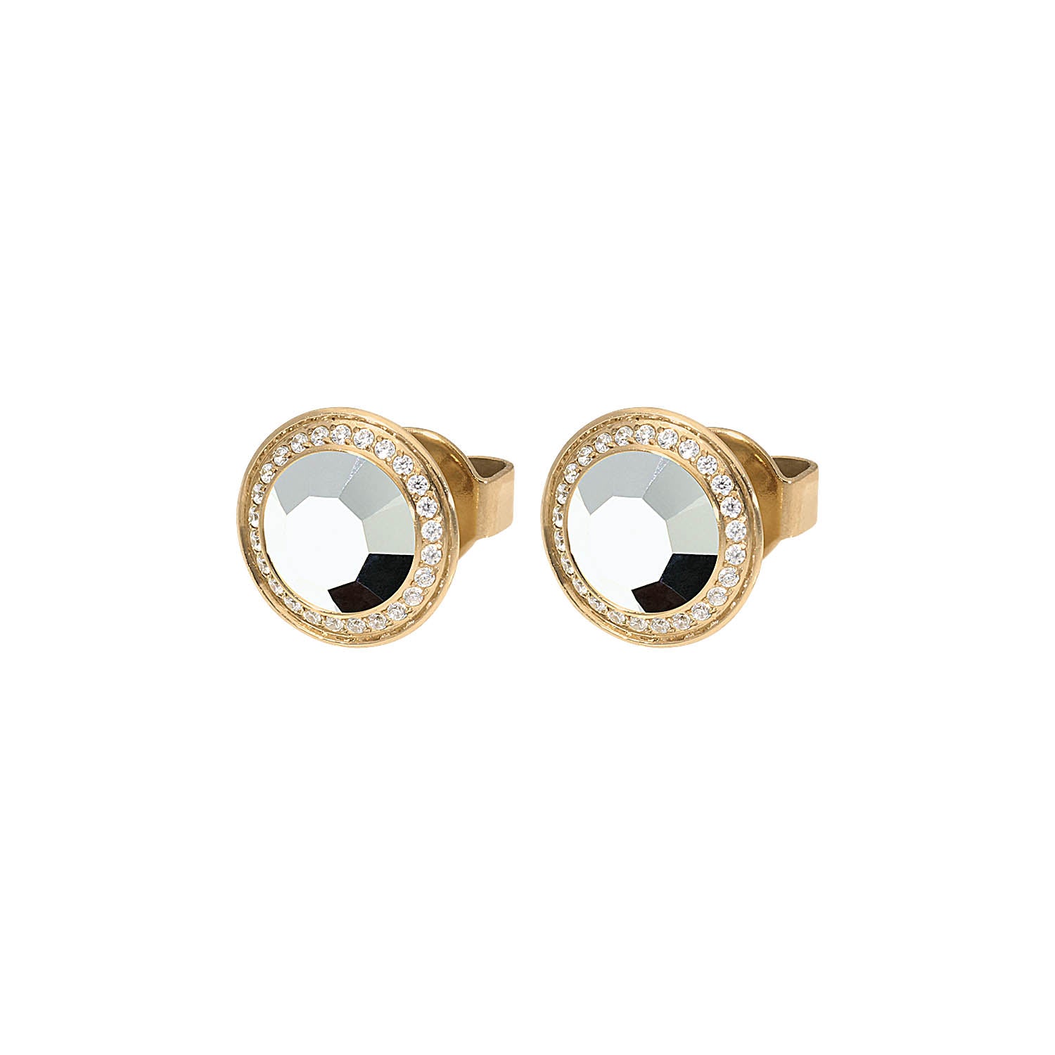 Tondo Deluxe Ohrstecker 9mm - Gold crystal labrador
