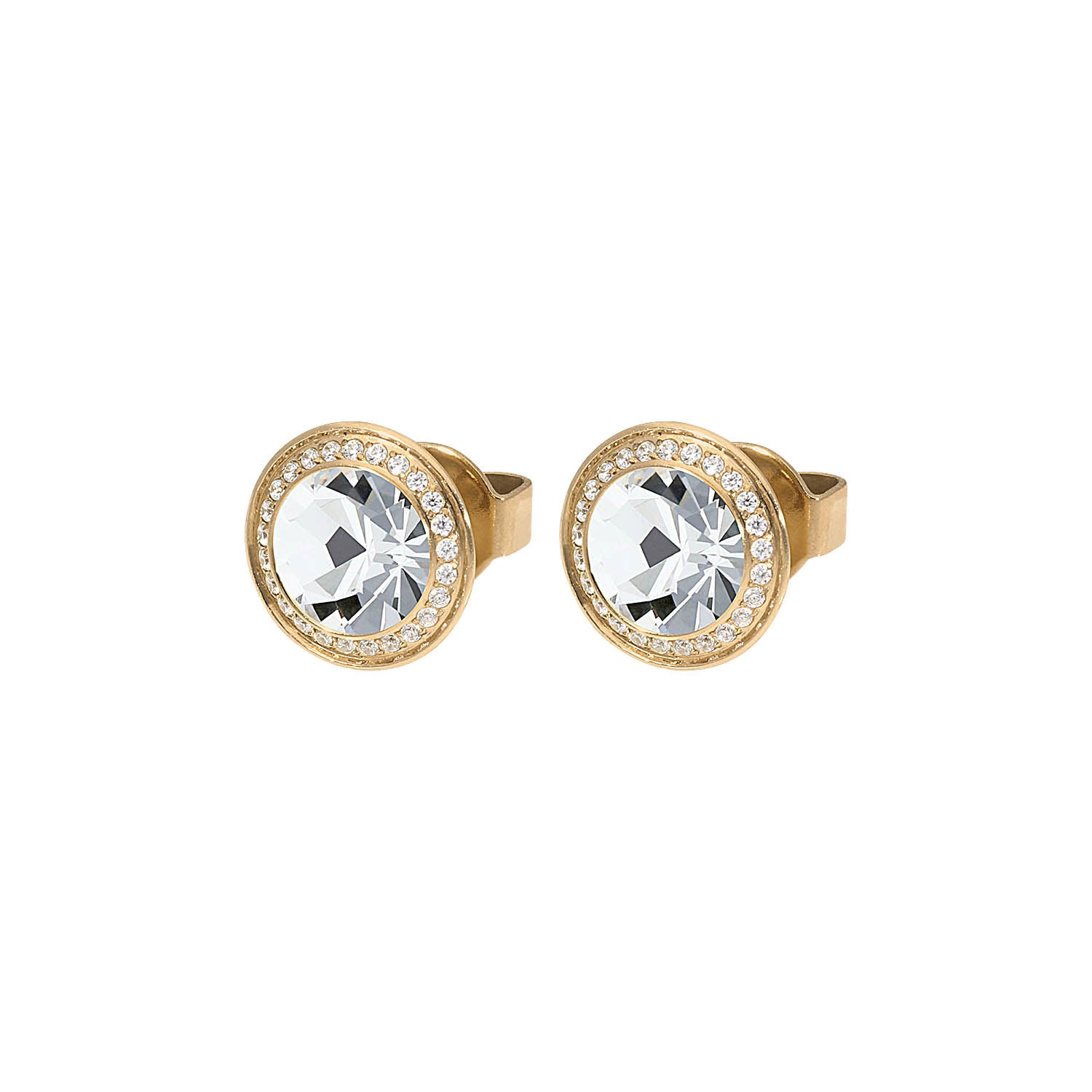 Tondo Deluxe Ohrstecker 9mm - Gold crystal