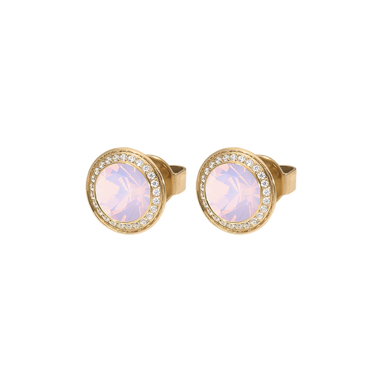 Tondo Deluxe Ohrstecker 9mm - Gold rose opal