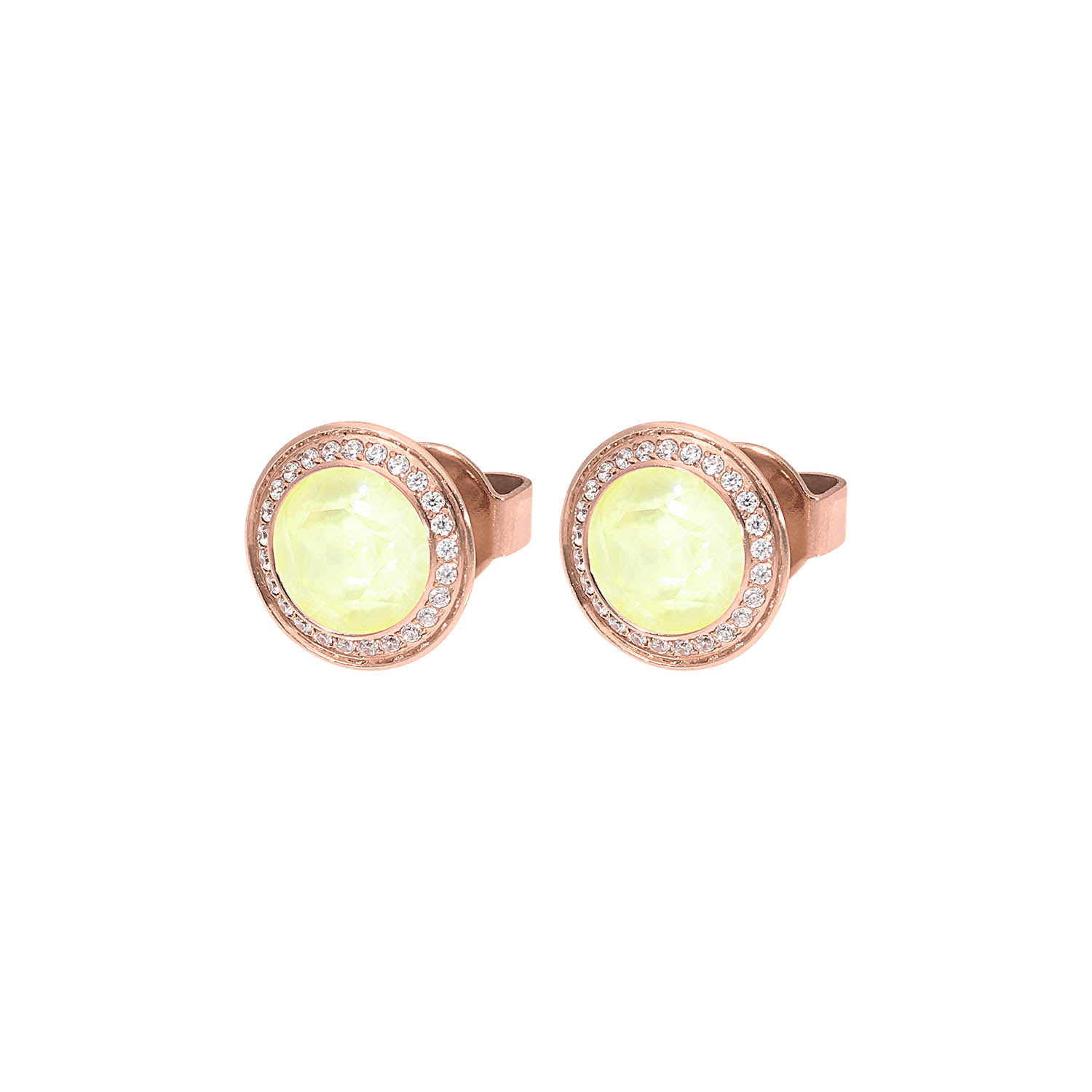 Tondo Deluxe Ohrstecker 9 mm - Roségold crystal soft yellow ignite