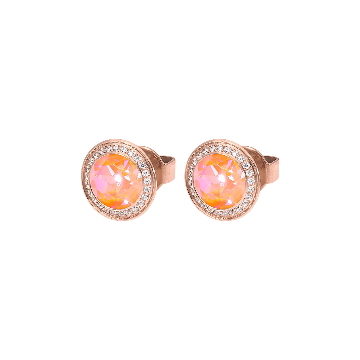 Tondo Deluxe Ohrstecker 9 mm - Roségold crystal orange glow delite