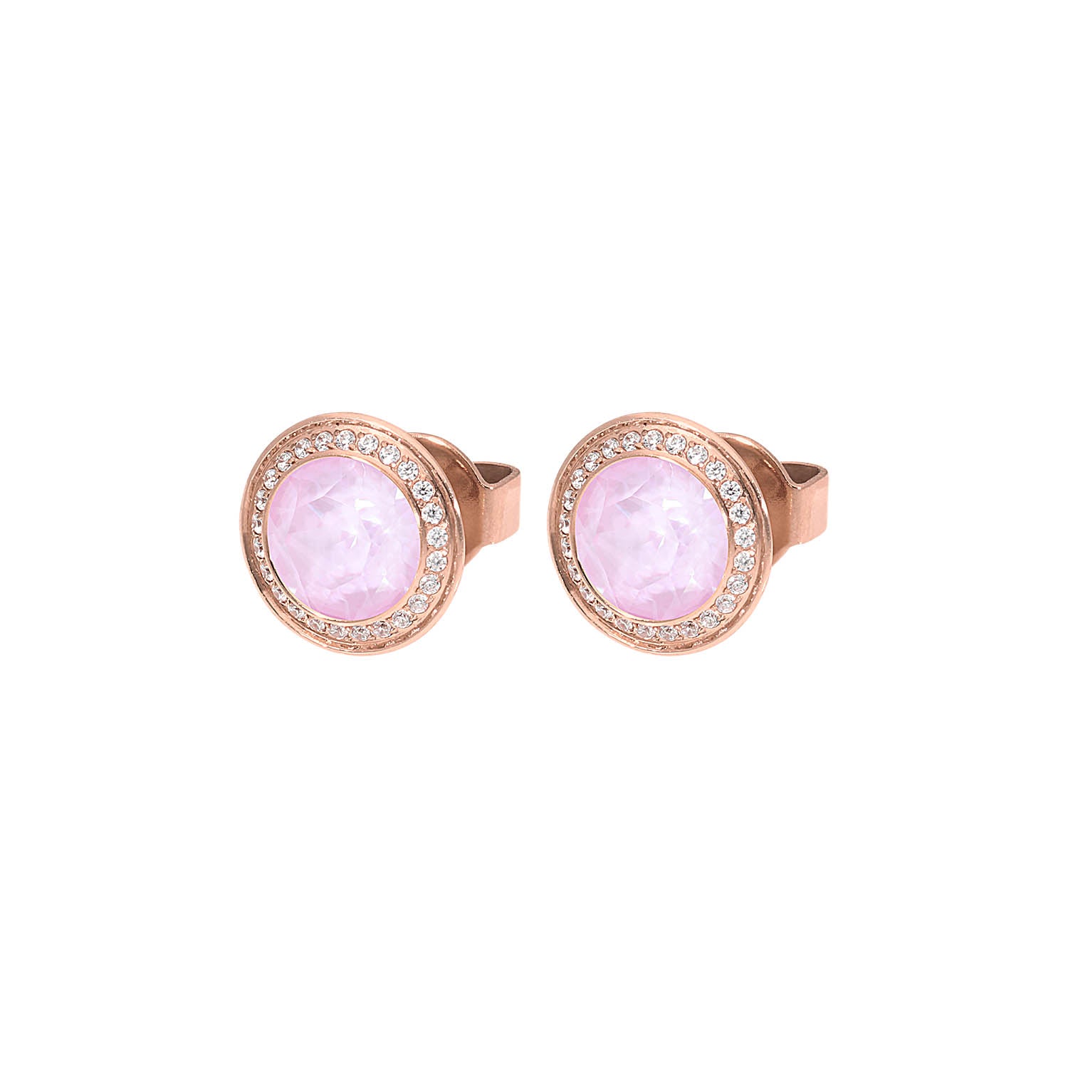 Tondo Deluxe Ohrstecker 9 mm - Roségold crystal soft rose ignite