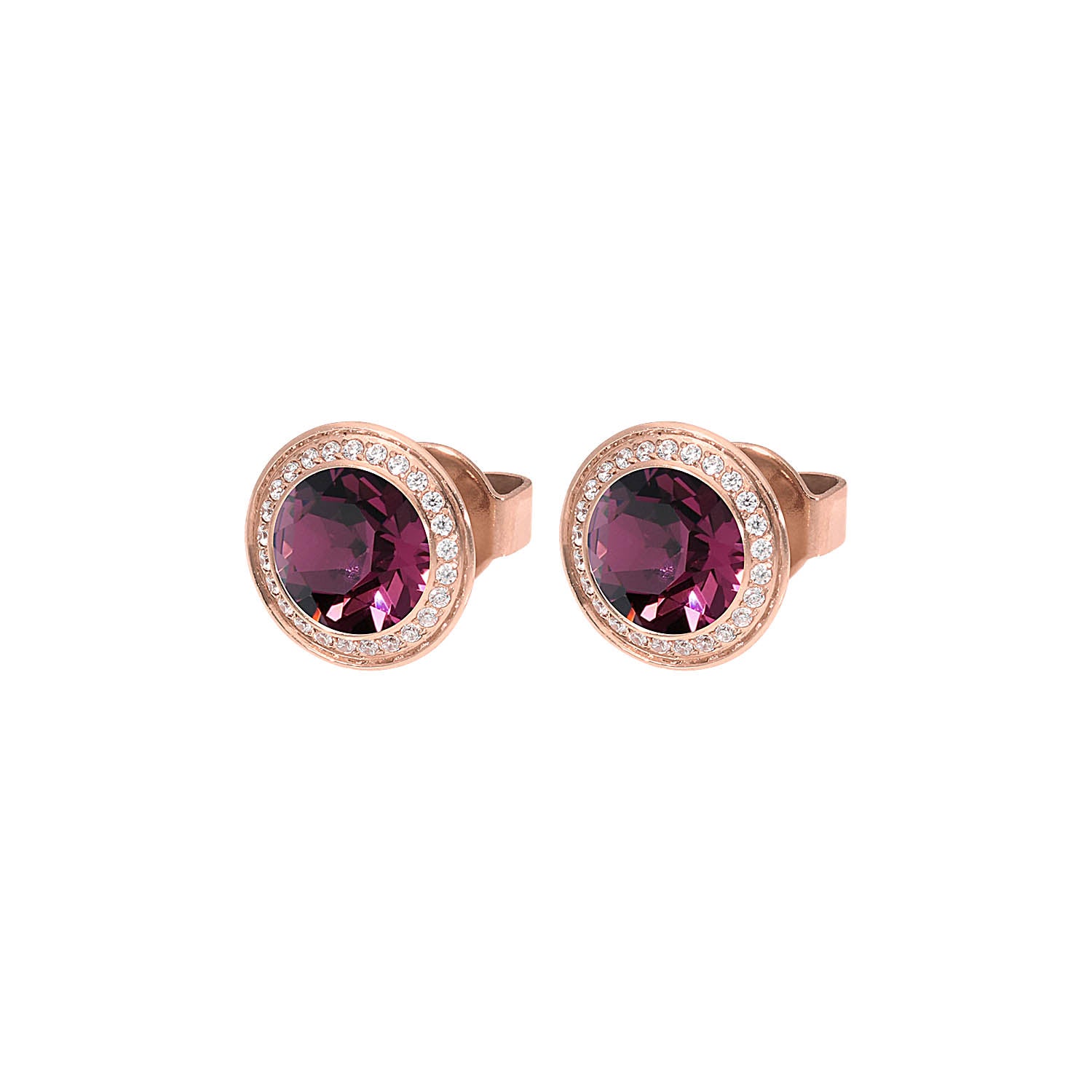 Tondo Deluxe Ohrstecker 9mm - Roségold amethyst