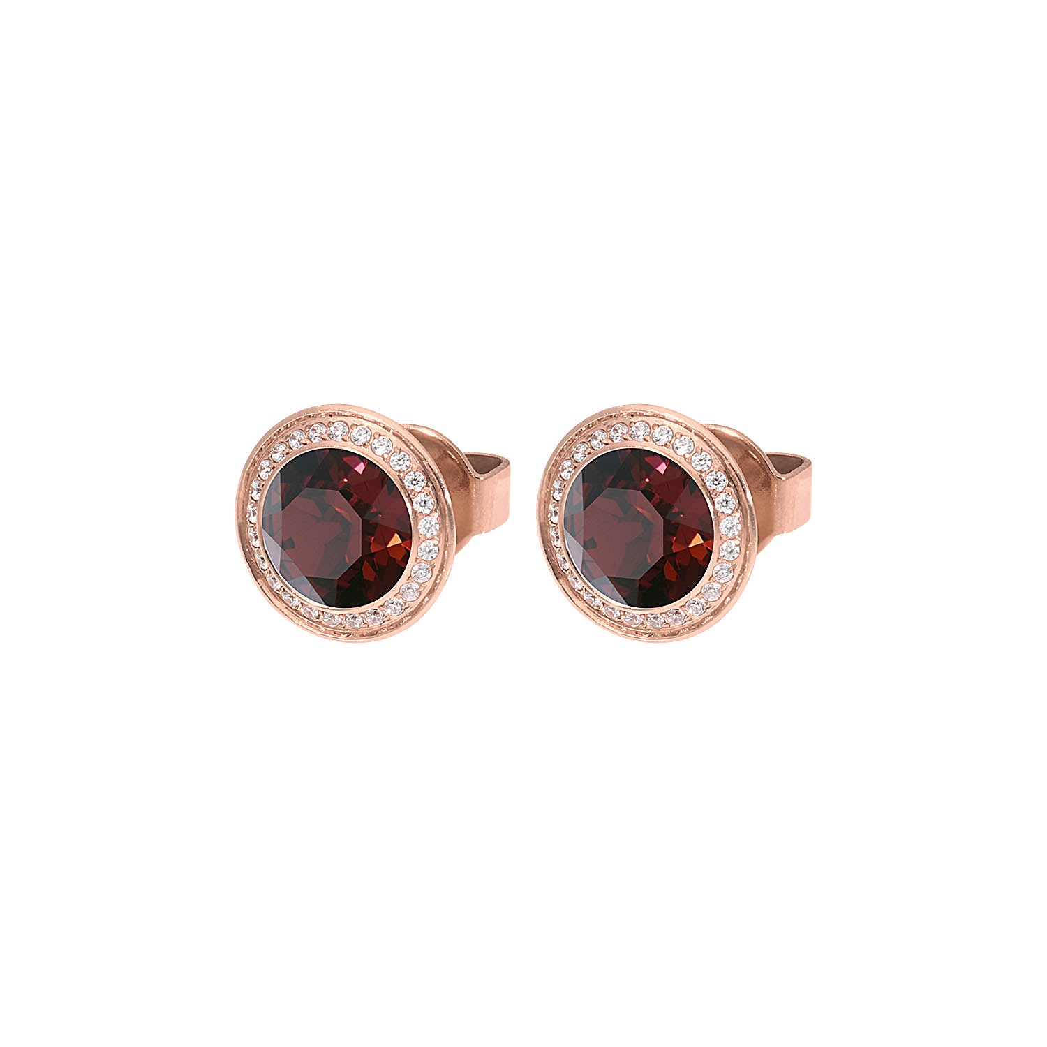 Tondo Deluxe Ohrstecker 9mm - Roségold Burgundy