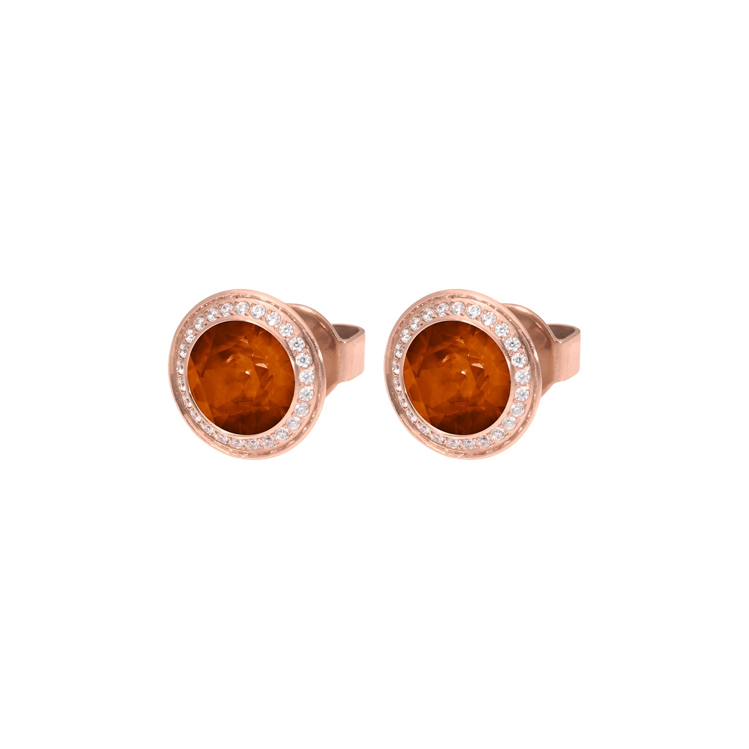 Tondo Deluxe Ohrstecker 9mm - Roségold Smoked Topaz