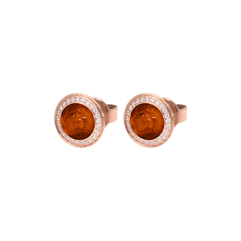 Tondo Deluxe Ohrstecker 9 mm - Roségold Smoked Topaz