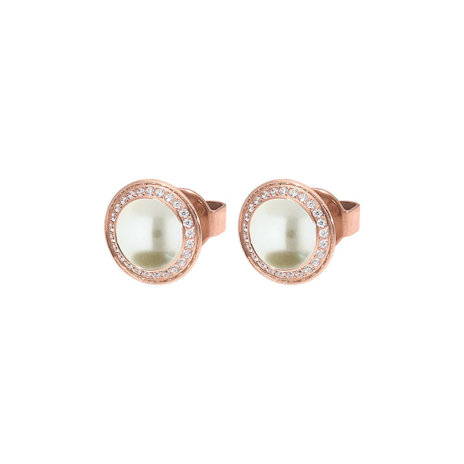 Tondo Deluxe Ohrstecker 9mm - Roségold cream pearl