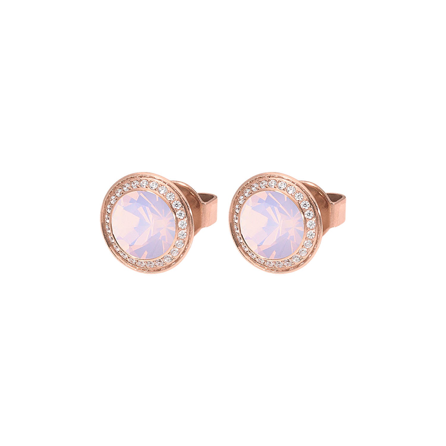Tondo Deluxe Ohrstecker 9mm - Roségold rose opal