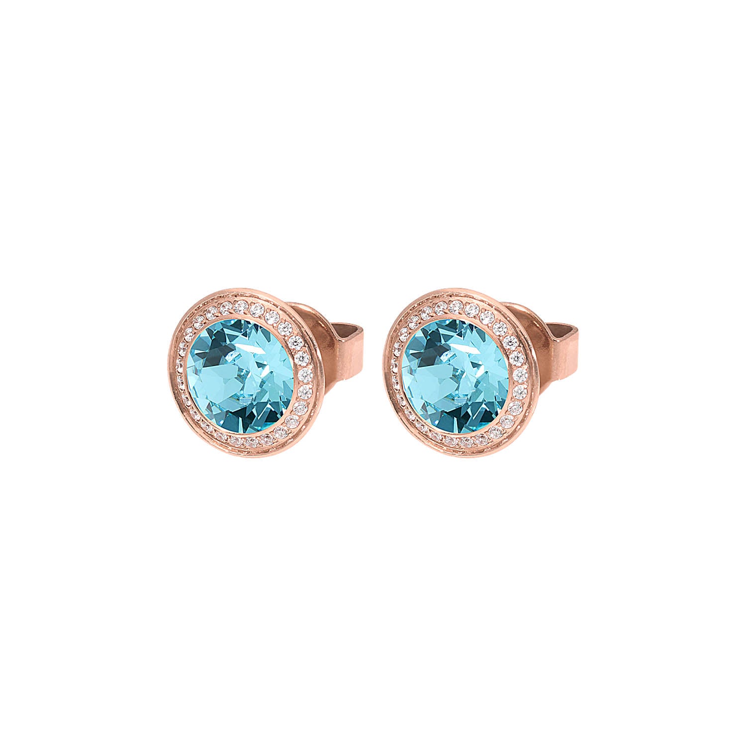 Tondo Deluxe Ohrstecker 9mm - Roségold Light Turquoise