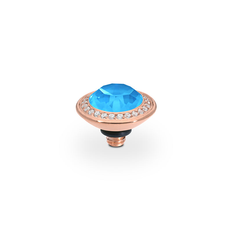 Tondo Deluxe Top 9 mm - Roségold Crystal Electric Blue Ignite
