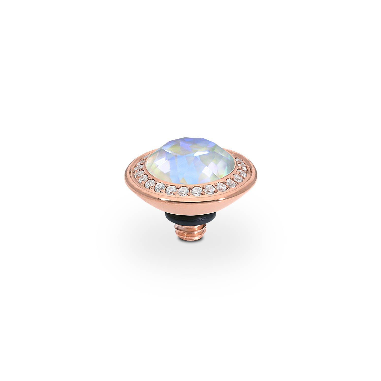 Tondo Deluxe Top 9 mm - Roségold Crystal Serene Gray Delite