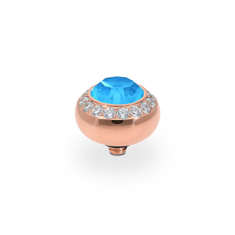 Tondo Deluxe Top 10 mm - Roségold Crystal Electric Blue Ignite