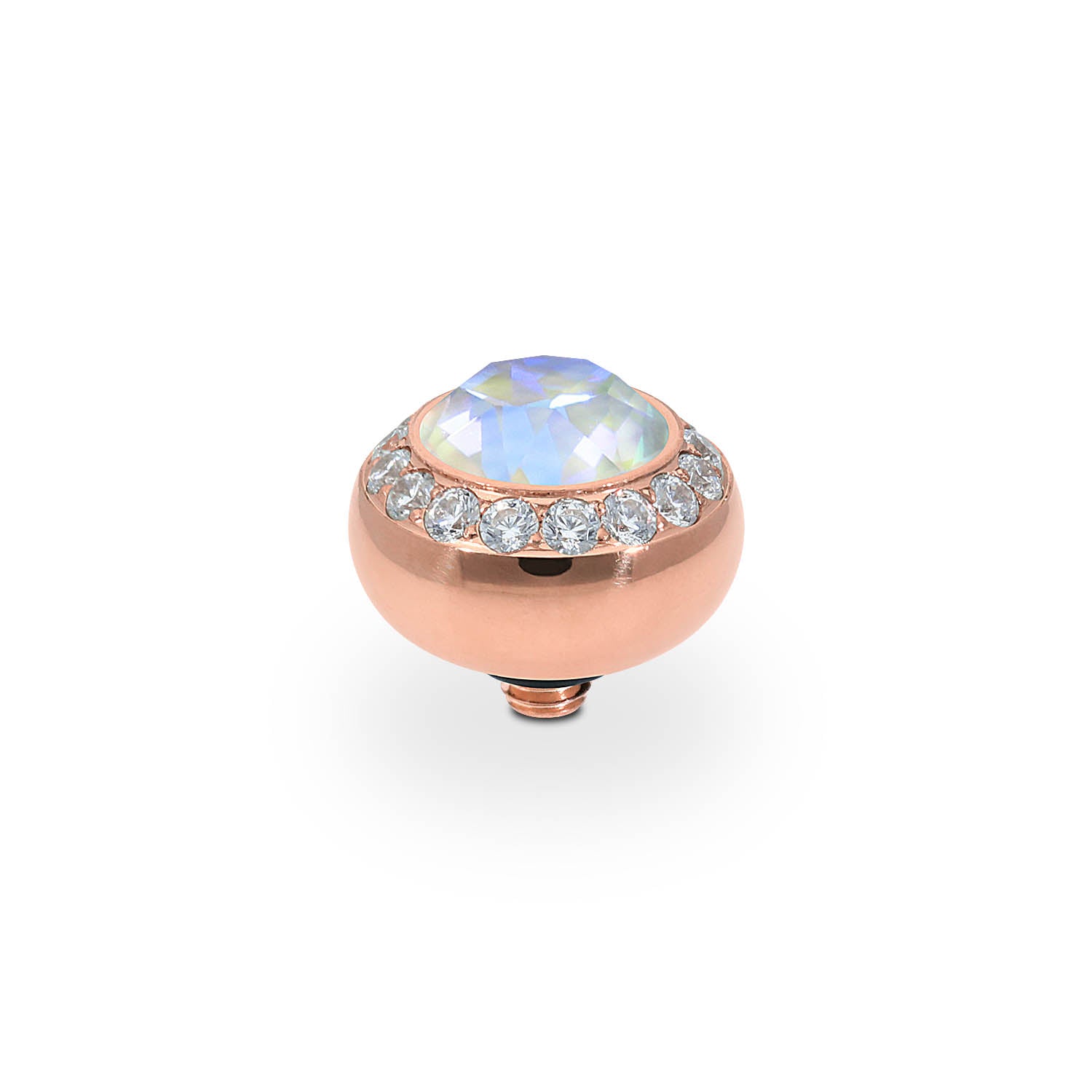 Tondo Deluxe Top 10 mm - Roségold Crystal Serene Gray Delite
