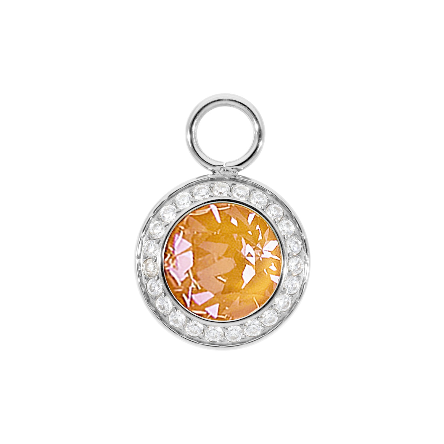 Tondo Deluxe Charm 13 mm - Silber Crystal Mango Ignite