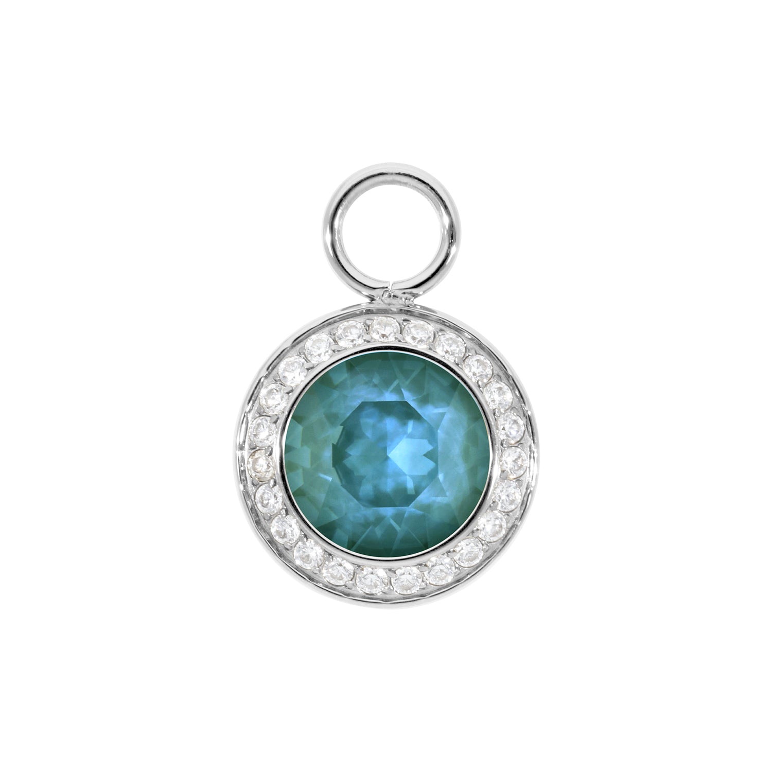 Tondo Deluxe Charm 13 mm - Silber Crystal Pine Green Ignite