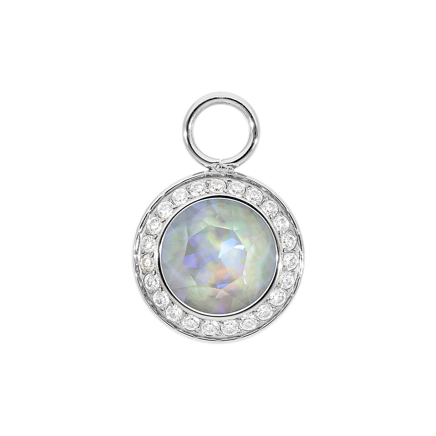 Tondo Deluxe Charm 13 mm - Silber Crystal Serene Gray Delite