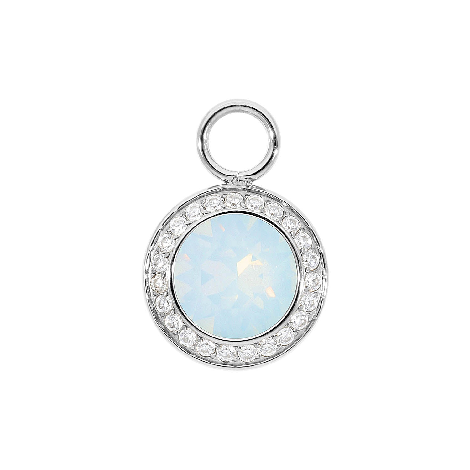 Tondo Deluxe Charm 13 mm - Silber white opal